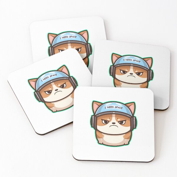 Item preview, I Need Space - Funny Grumpy Astronaut Cat Sticker designed and sold by The Grumpy Pet Club.