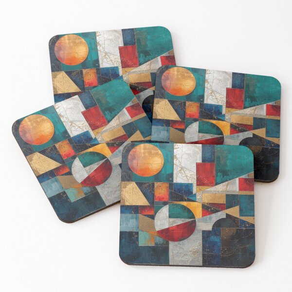 Item preview, Golden Horizon Geometric Cubist Abstract designed and sold by Harmonic_Layers.