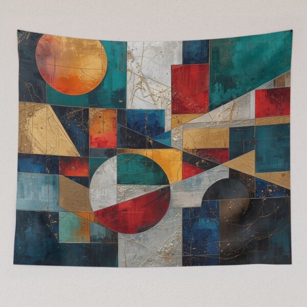 Item preview, Golden Horizon Geometric Cubist Abstract designed and sold by Harmonic_Layers.
