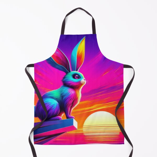 Item preview, Neon Rabbit on Geometric Cliff – Surreal Sunset Synthwave Art designed and sold by Dogandesighn.