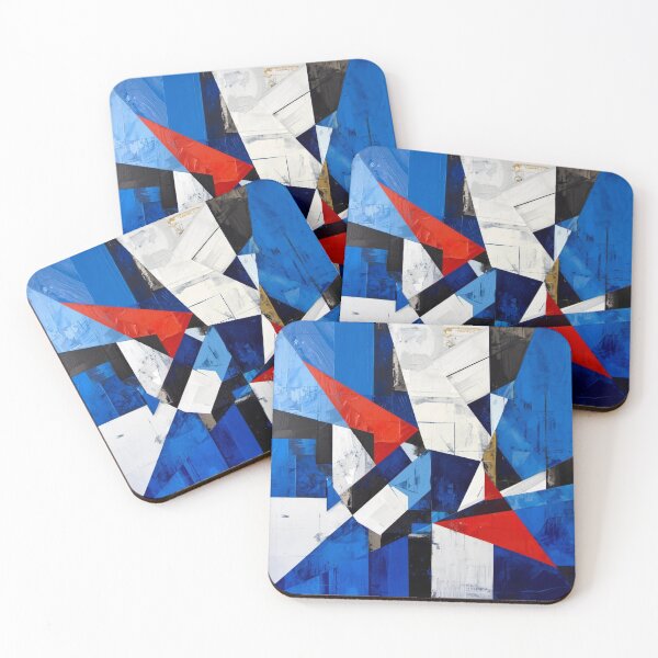 Item preview, Dynamic Blue Red Cubist Geometry designed and sold by Harmonic_Layers.