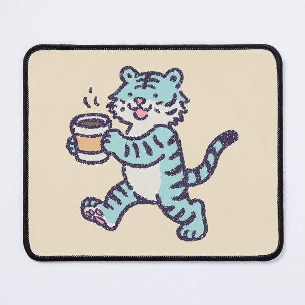 Item preview, Coffee Tiger, playful textured turquoise illustration designed and sold by Magnificent Lizard.