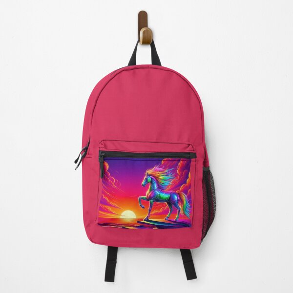 Item preview, Neon Horse at Sunset – Surreal Cliff Fantasy Art designed and sold by Dogandesighn.