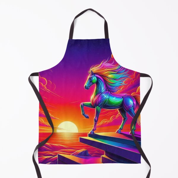 Item preview, Neon Horse at Sunset – Surreal Cliff Fantasy Art designed and sold by Dogandesighn.