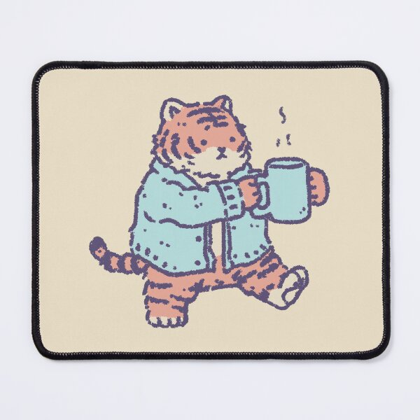 Item preview, Coffee Tiger in Cozy Jacket, pastel textured illustration designed and sold by Magnificent Lizard.