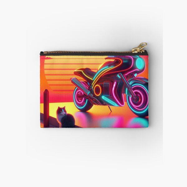 Item preview, Synthwave Motorcycle & Cat – Neon Sunset Fantasy Scene designed and sold by Dogandesighn.