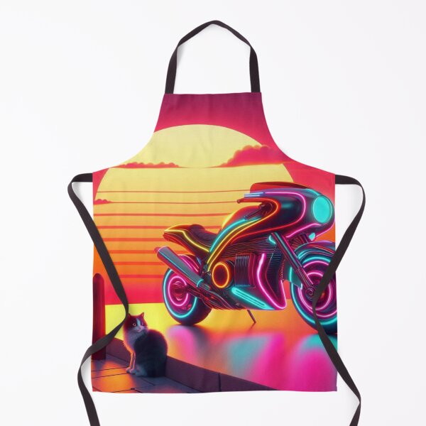 Item preview, Synthwave Motorcycle & Cat – Neon Sunset Fantasy Scene designed and sold by Dogandesighn.