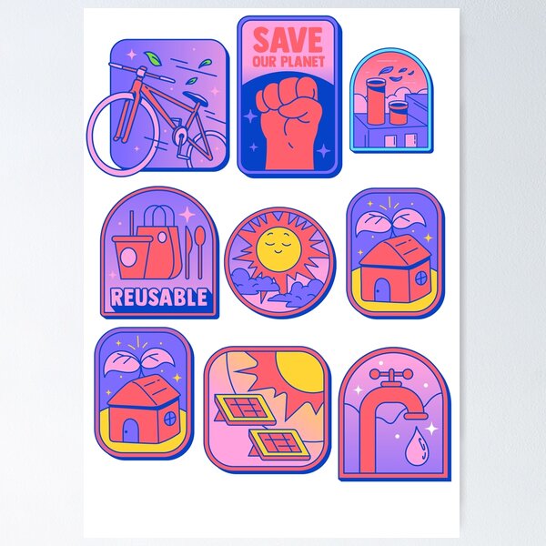 Item preview, save the planet 9 stickers - save environment  designed and sold by CapriCreatives.