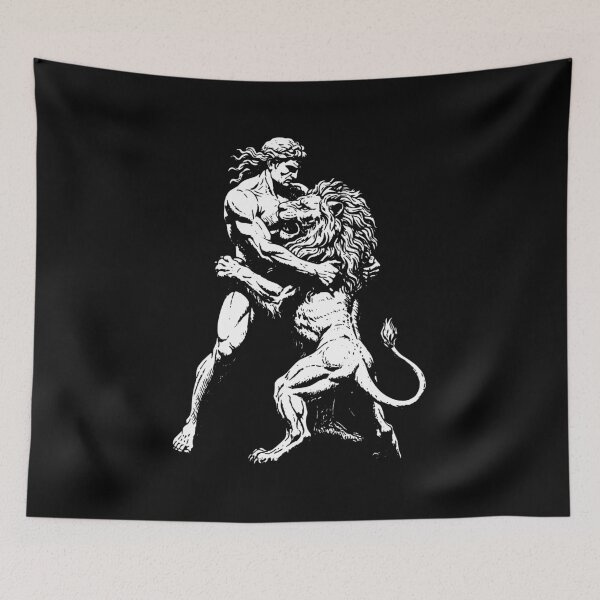 Item preview, Man vs Lion Mythological Engraving designed and sold by SweetLog.