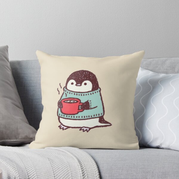 Item preview, Coffee Penguin in Cozy Sweater, Cute Soft Textured Illustration designed and sold by Magnificent Lizard.