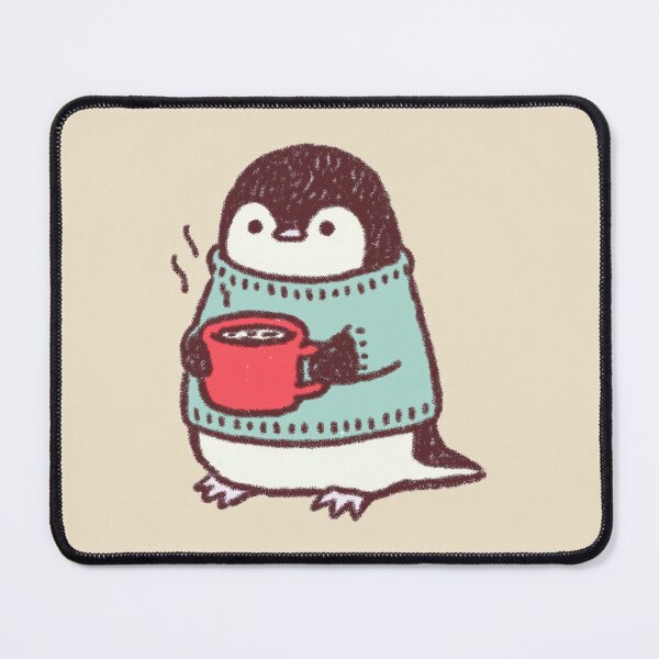 Item preview, Coffee Penguin in Cozy Sweater, Cute Soft Textured Illustration designed and sold by Magnificent Lizard.