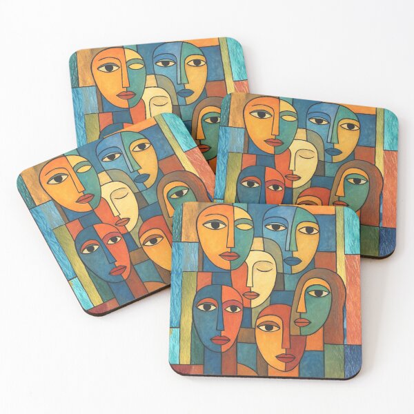 Item preview, Random Faces in Picasso Style designed and sold by WJ Cozy Creations.