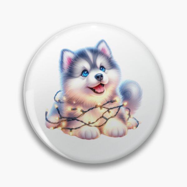 Item preview, Husky Puppy with Christmas Lights designed and sold by JonysCreativeDesigns.