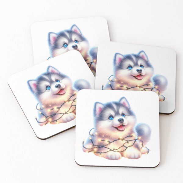 Item preview, Husky Puppy with Christmas Lights designed and sold by JonysCreativeDesigns.