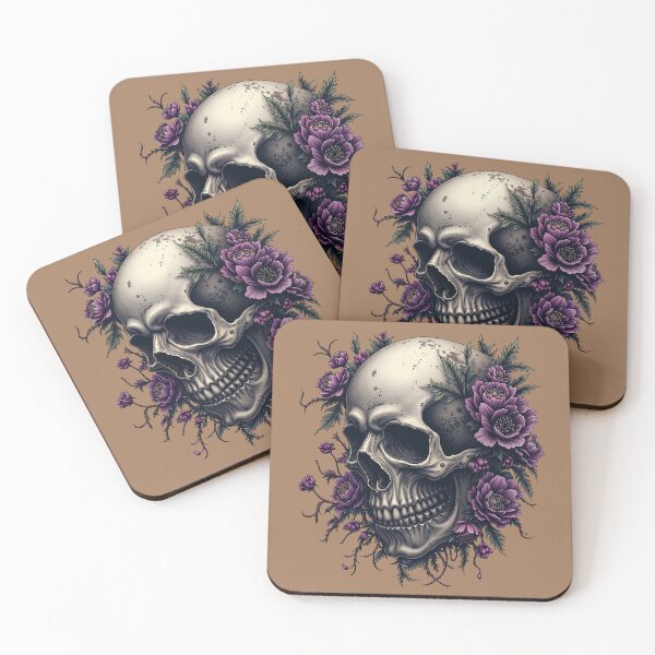 Item preview, Goth Floral Skull with Purple Peonies - Dark Academia Botanical Memento Mori designed and sold by DoceVaga.