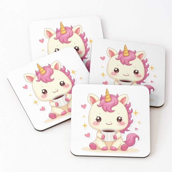 Artikelvorschau, Cute Kawaii Coffee Unicorn – Adorable Chibi Unicorn With Cup of Coffee entworfen und verkauft von WerkstattWitz.
