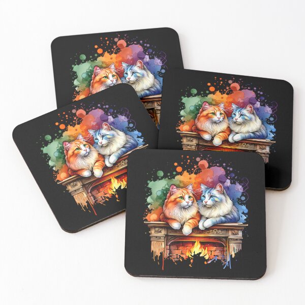 Item preview, Cute cats lie on a fireplace designed and sold by ReneMM.