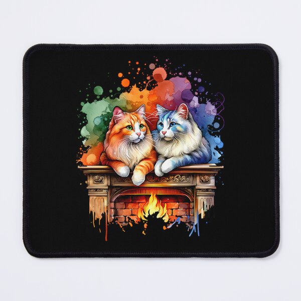 Item preview, Cute cats lie on a fireplace designed and sold by ReneMM.