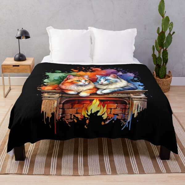 Item preview, Cute cats lie on a fireplace designed and sold by ReneMM.