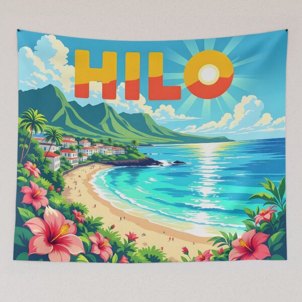 Item preview, Hilo, Hawaii: Vintage-Style Painterly Travel Poster designed and sold by LSVart.