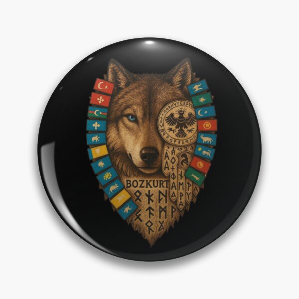 Item preview, Bozkurt Grey Wolf with 16 Great Turkic Empires Flags designed and sold by TN Shop.