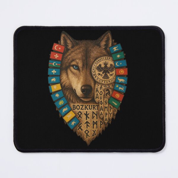 Item preview, Bozkurt Grey Wolf with 16 Great Turkic Empires Flags designed and sold by TN Shop.