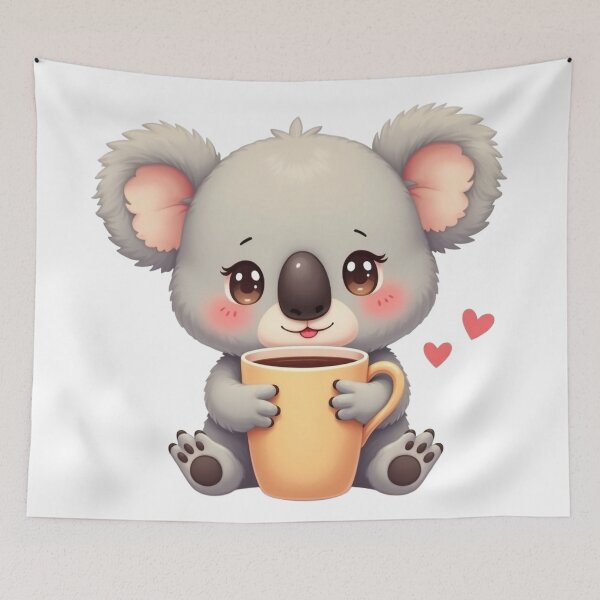 Item preview, Cute Kawaii Koala with Coffee Cup – Adorable Chibi Animal designed and sold by LindaHorny.