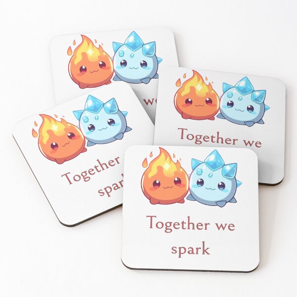 Item preview, Together We Spark – Fire & Ice Chibi Duo designed and sold by Monzora.