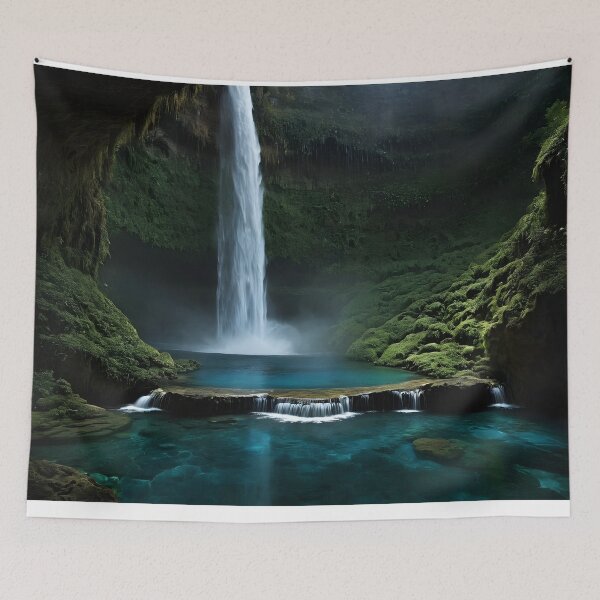 Item preview, Emerald Waterfall Sanctuary designed and sold by Schoenenwald - Illustrations Uniques et Originales.