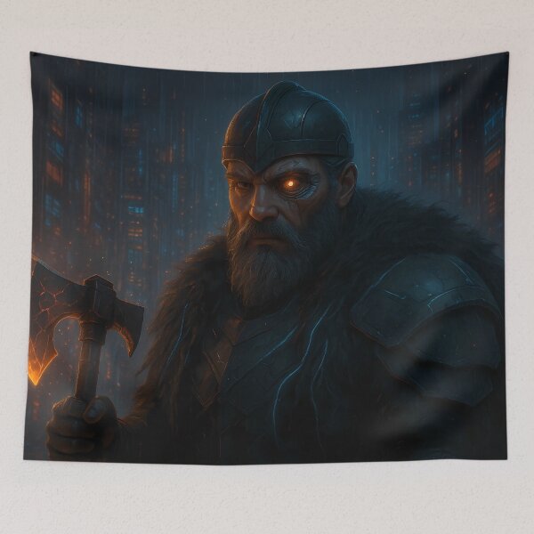 Item preview, Cyberpunk Jarl – Neon Warlord designed and sold by NorseDrip.