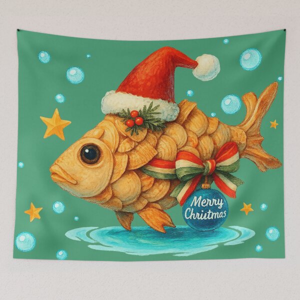 Item preview, Merry christmas Golden santa fish designed and sold by Jani-art-world.