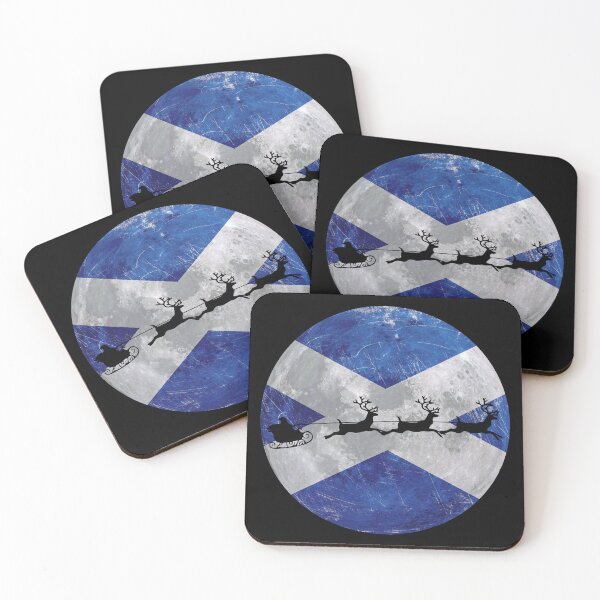 Artikelvorschau, Schottisches Weihnachtsmann-Schlitten-Design – Festliches Geschenk mit schottischer Flagge und Rentier-Schlitten entworfen und verkauft von Loom on the Loch.