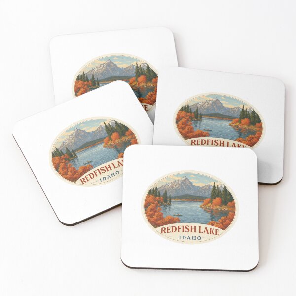 Item preview,  Redfish Lake Idaho Vintage National Park Oval Postcard Mountain Scene designed and sold by Blurbean.