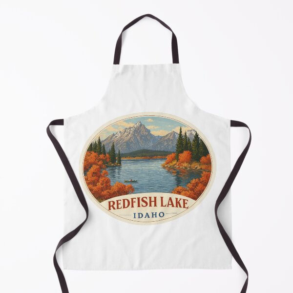 Item preview, Redfish Lake Idaho Vintage National Park Oval Postcard Mountain Scene designed and sold by Blurbean.