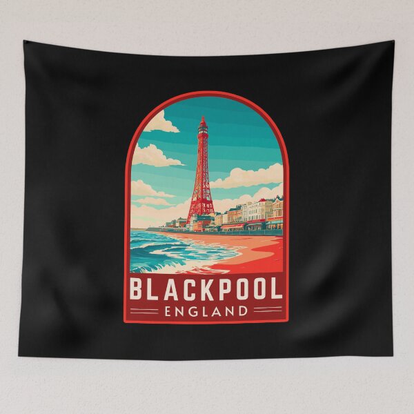 Item preview, Blackpool in Lancashire, England Retro Travel Art Emblem designed and sold by MaateoDesign.