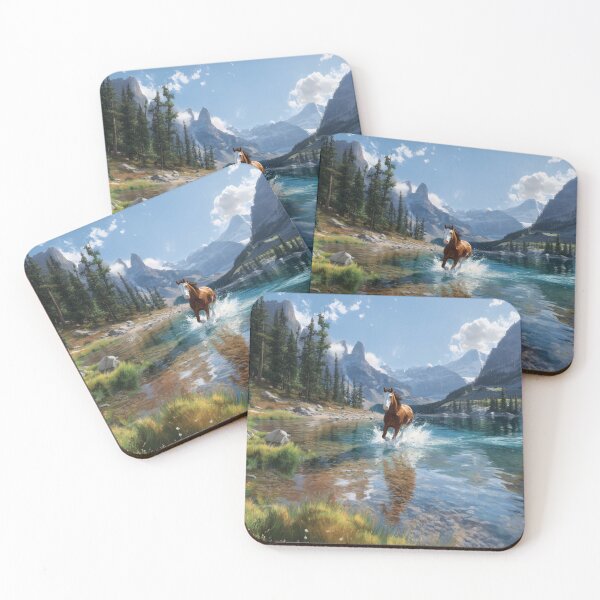 Item preview, A Quarter Horse galloping along the edge of a clear mountain lake Horses in Motion designed and sold by CDC40.