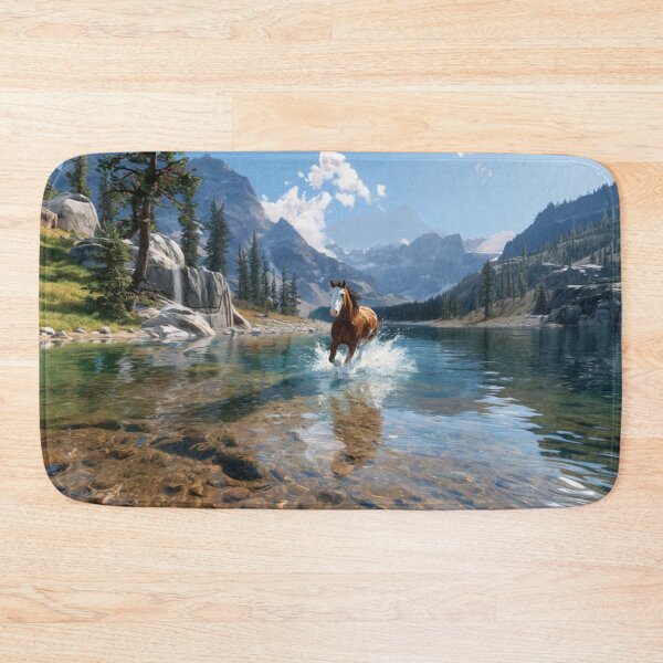 Item preview, A Quarter Horse galloping along the edge of a clear mountain lake Horses in Motion designed and sold by CDC40.