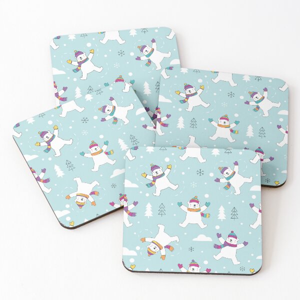 Item preview, Cute Polar Bears Making Snow Angels Winter Pattern designed and sold by Melissa Plugge-Dekker.