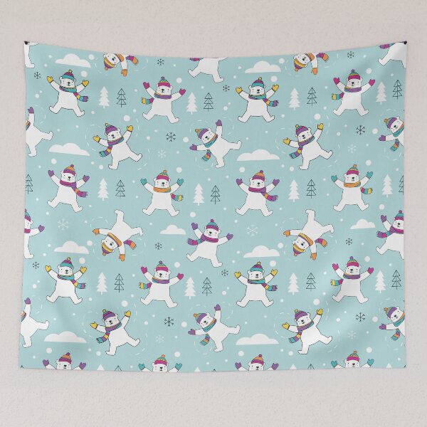 Item preview, Cute Polar Bears Making Snow Angels Winter Pattern designed and sold by Melissa Plugge-Dekker.