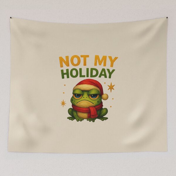 Item preview, Grumpy Frog Anti Christmas Holiday Art designed and sold by Liv Solara.