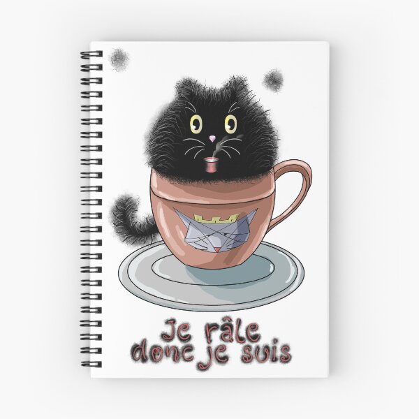 Item preview, "I grumble, therefore I am" in French with a fluffy cat designed and sold by blactsuni.