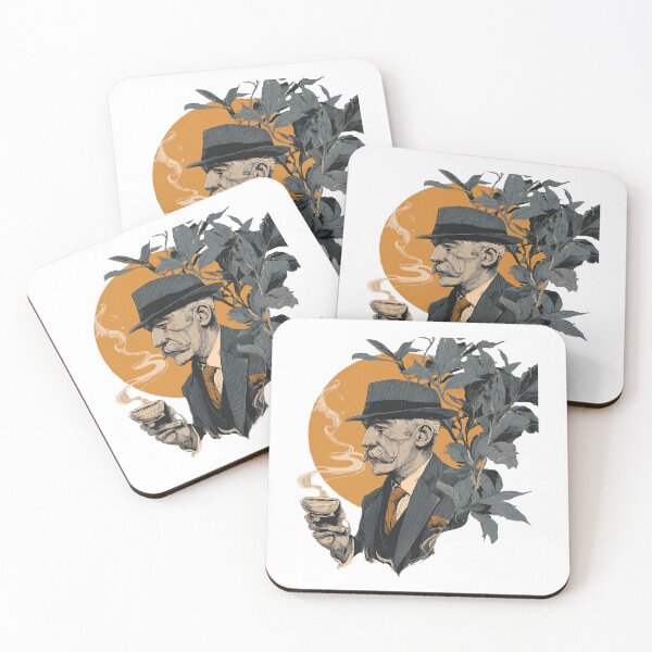 Item preview, Earl Grey Gentleman - Setting Sun Botanical Tea Composition designed and sold by BeeFreeStudio.
