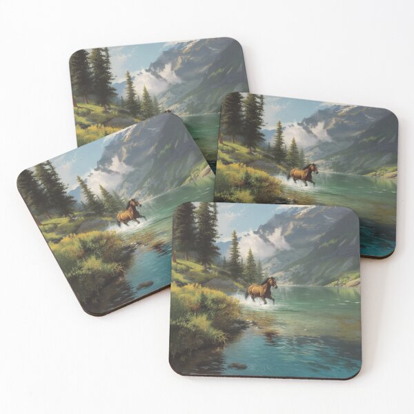Item preview, A Quarter Horse galloping along the edge of a clear mountain lake Horses in Motion designed and sold by CDC40.