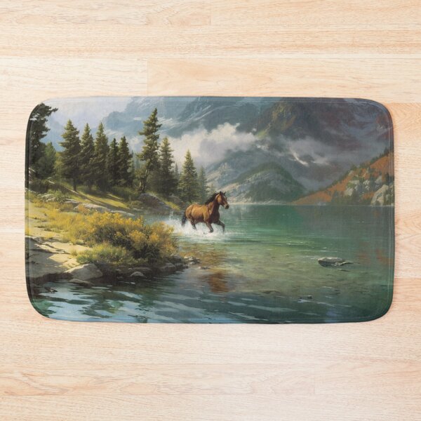 Item preview, A Quarter Horse galloping along the edge of a clear mountain lake Horses in Motion designed and sold by CDC40.