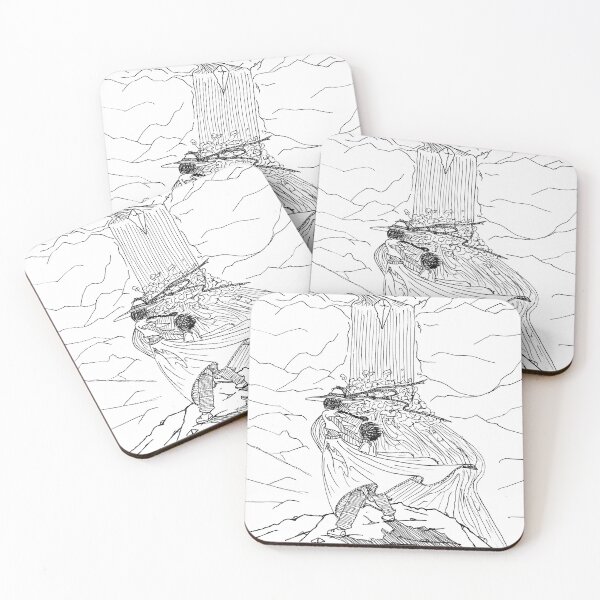 Item preview, Couple Facing the Celestial Waterfall (B&W Line Drawing) designed and sold by Keltoi-art.