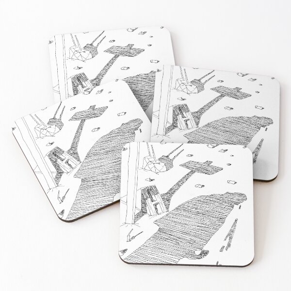 Item preview, Cast Shadow on Rubble (B&W Line Drawing) designed and sold by Keltoi-art.