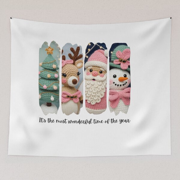 Item preview, It's the Most Wonderful Time of the Year | Christmas Crochet and Rose Collage designed and sold by Polarisofficial.