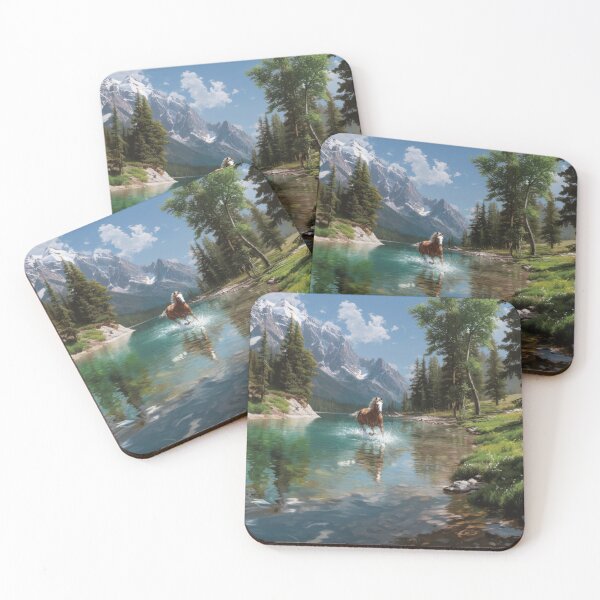 Item preview, A Quarter Horse galloping along the edge of a clear mountain lake Horses in Motion designed and sold by CDC40.