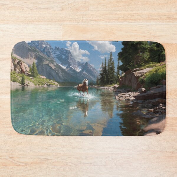 Item preview, A Quarter Horse galloping along the edge of a clear mountain lake Horses in Motion designed and sold by CDC40.
