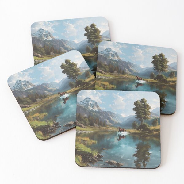 Item preview, A Quarter Horse galloping along the edge of a clear mountain lake Horses in Motion designed and sold by CDC40.